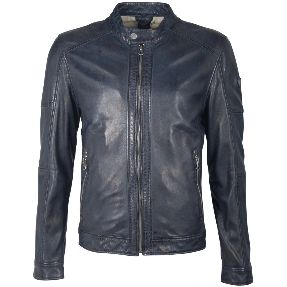 Geaca de Piele Naturala Barbati Gipsy Bleumarin Inchis Milow NSLV Geaca de Piele Naturala Barbati Gipsy Bleumarin Inchis Milow NSLV - readytowear.ro