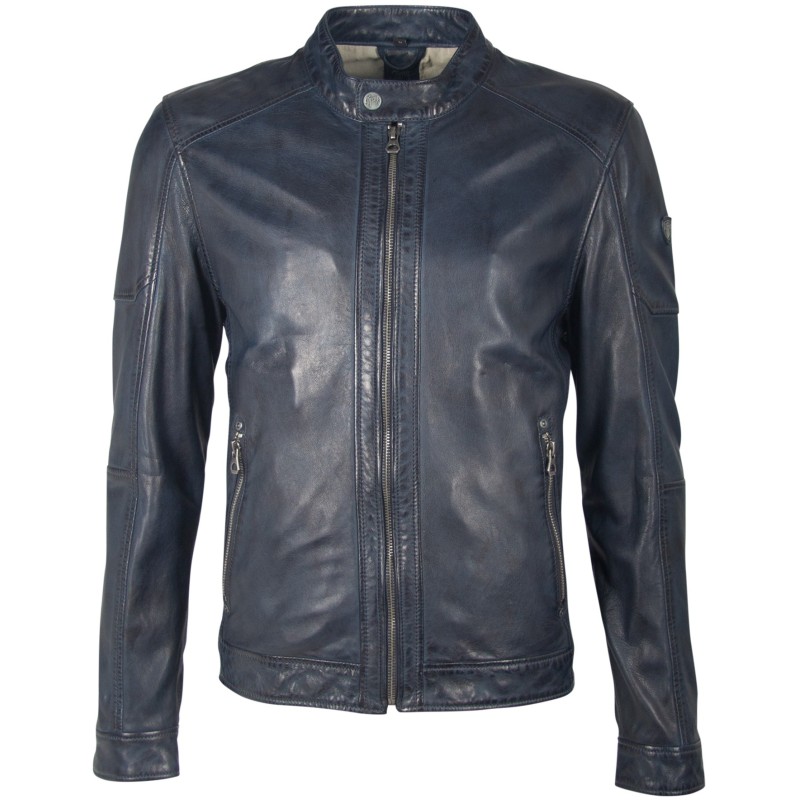 Geaca de Piele Naturala Barbati Gipsy Bleumarin Inchis Milow NSLV – IMBRACAMINTE