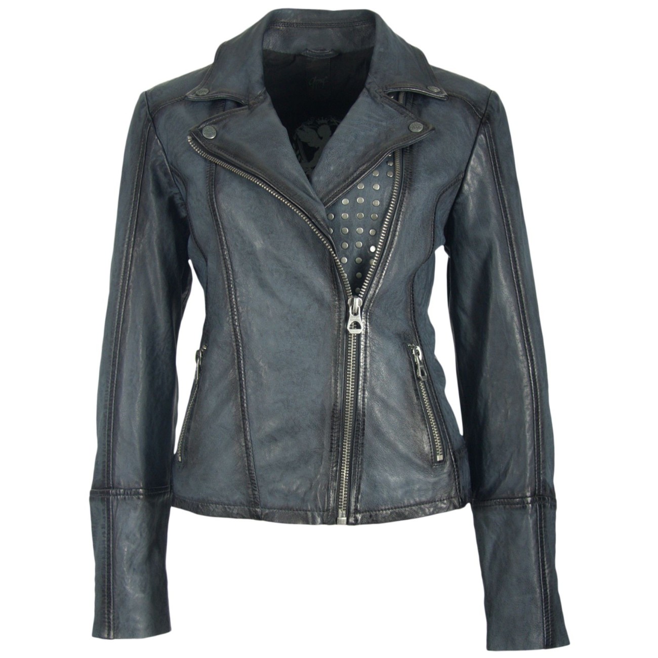 Geaca de Piele Naturala Dama Gipsy Bleumarin Vintage Neni W18 LASANV – IMBRACAMINTE