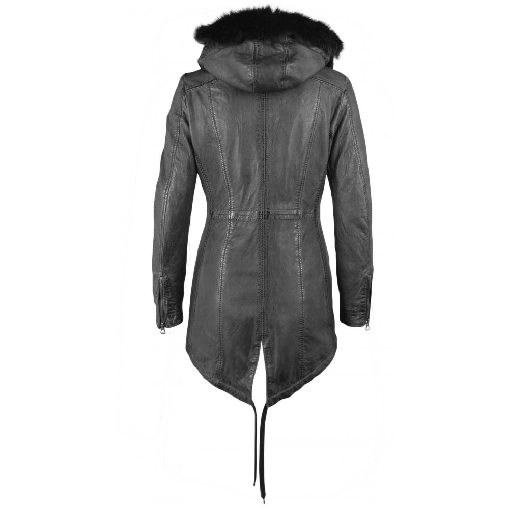 Geaca Lunga de Piele Naturala Dama Gipsy Grafit Inchis Oona LANOV W Geaca Lunga de Piele Naturala Dama Gipsy Grafit Inchis Oona LANOV W - readytowear.ro