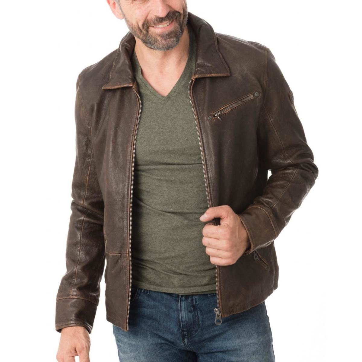 Geaca de Piele Naturala Barbati Gipsy Maro Vintage Orson SF LANTV – IMBRACAMINTE