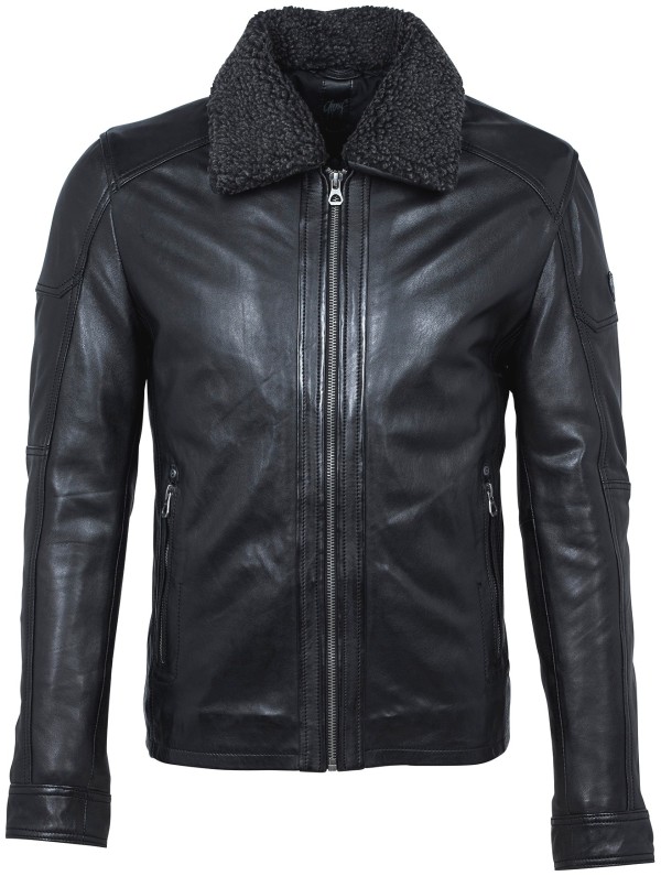Geaca de Piele Naturala Barbati Gipsy Neagra Owen W18 LAHUV W – Black Friday — fotografia 1