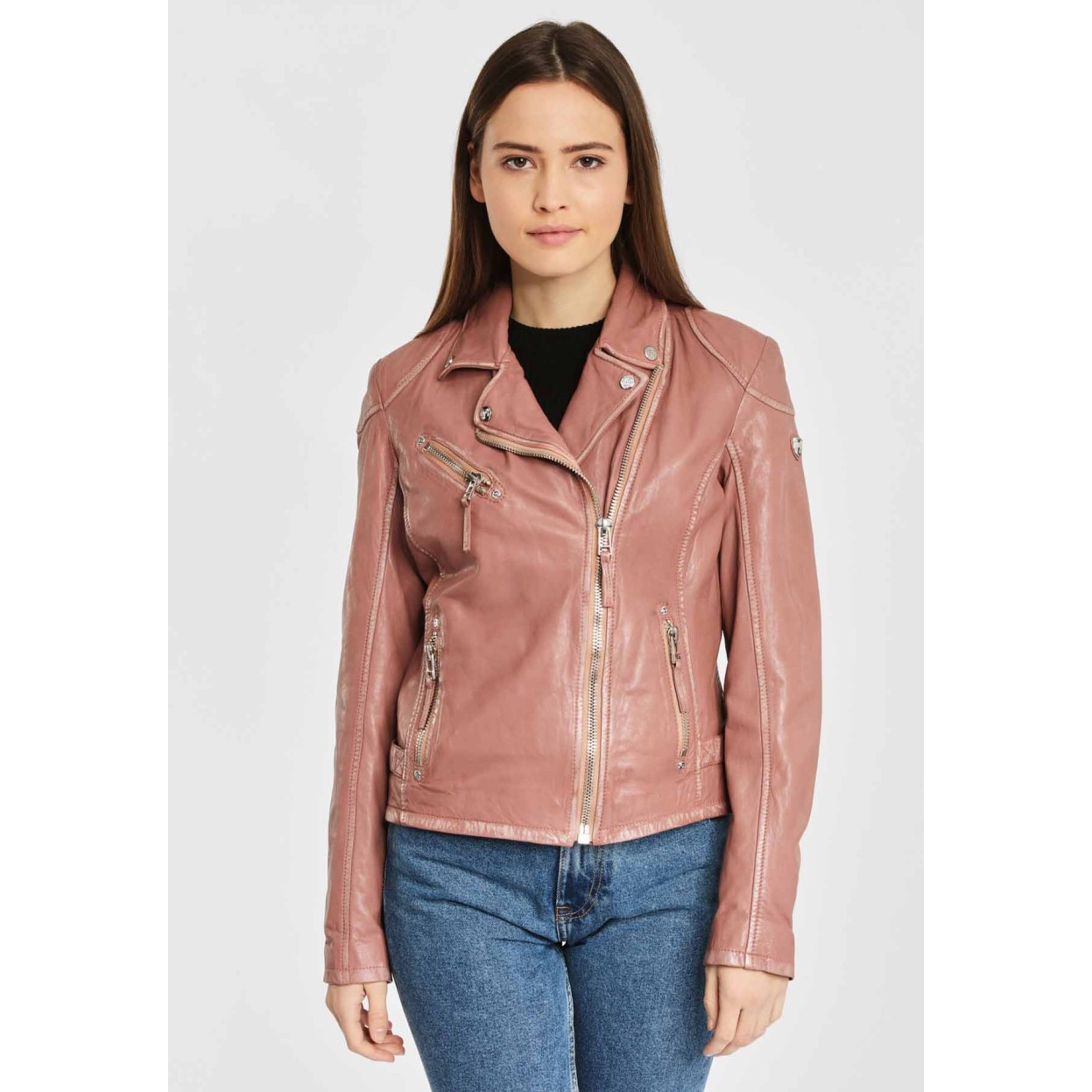 Geaca de Piele Naturala Dama Gipsy Roz Prafuit PGG LABAGV – IMBRACAMINTE