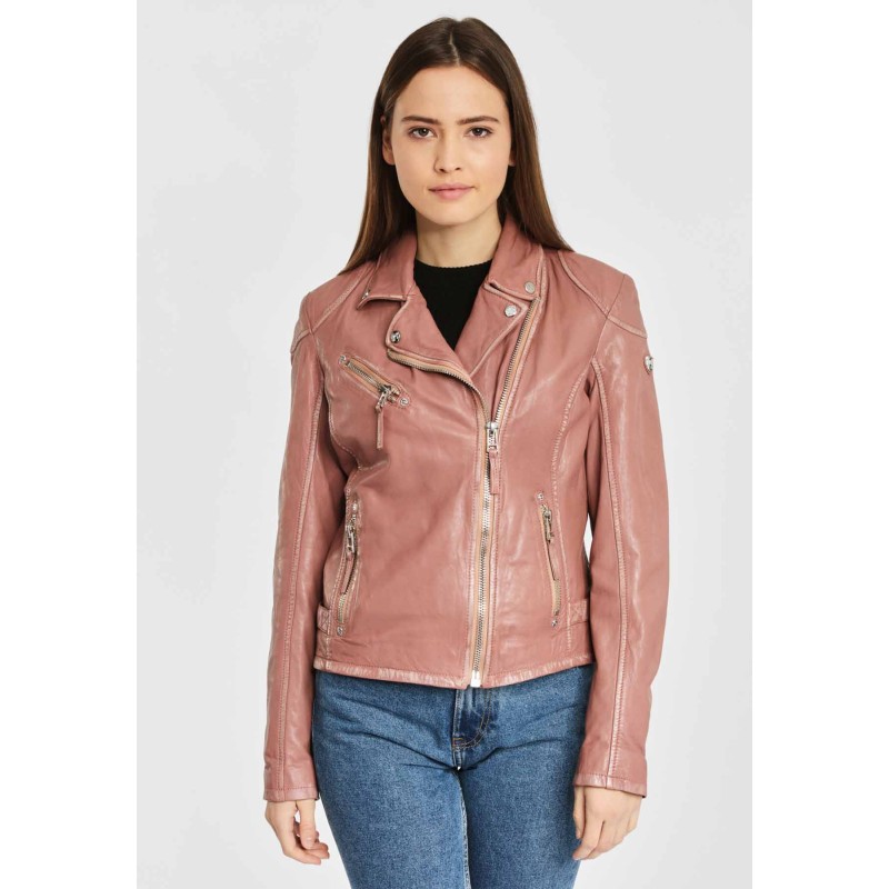 Geaca de Piele Naturala Dama Gipsy Roz Prafuit PGG LABAGV – IMBRACAMINTE