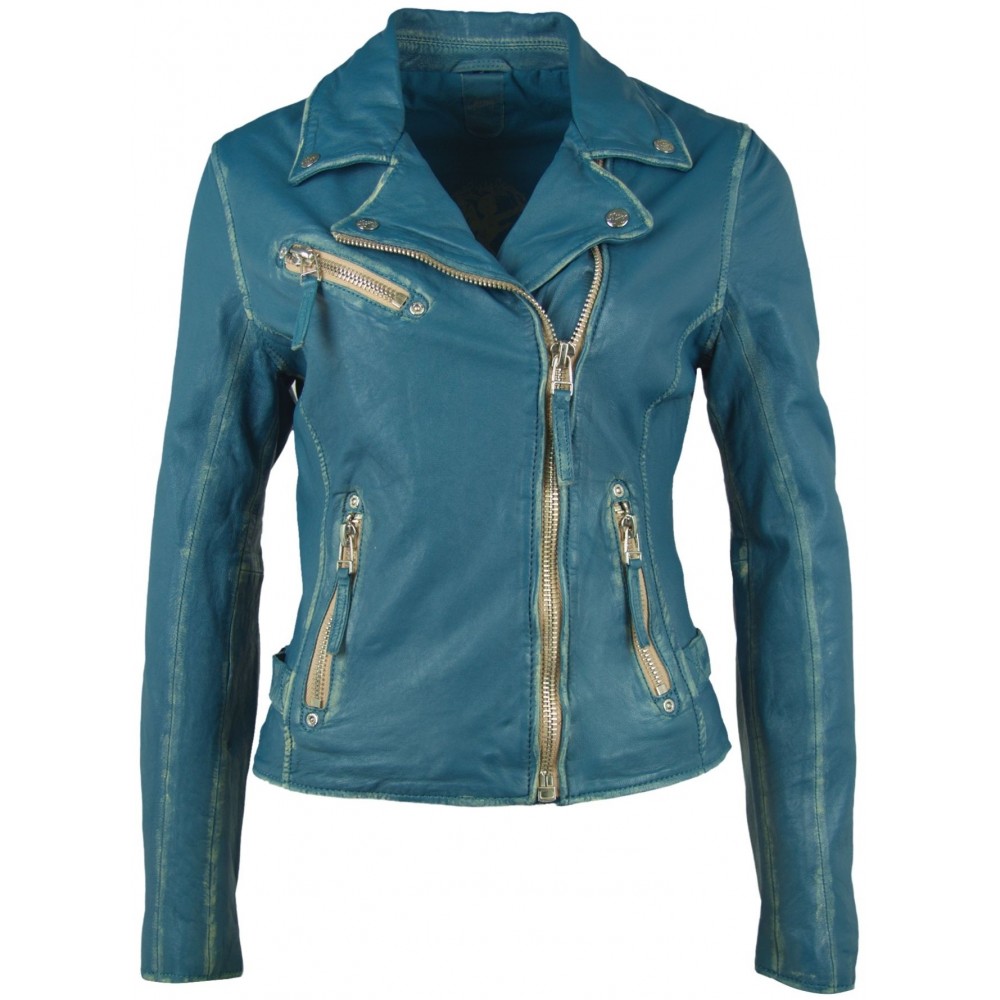 Geaca de Piele Naturala Dama Gipsy Albastra PGG LULV Geaca de Piele Naturala Dama Gipsy Albastra PGG LULV - readytowear