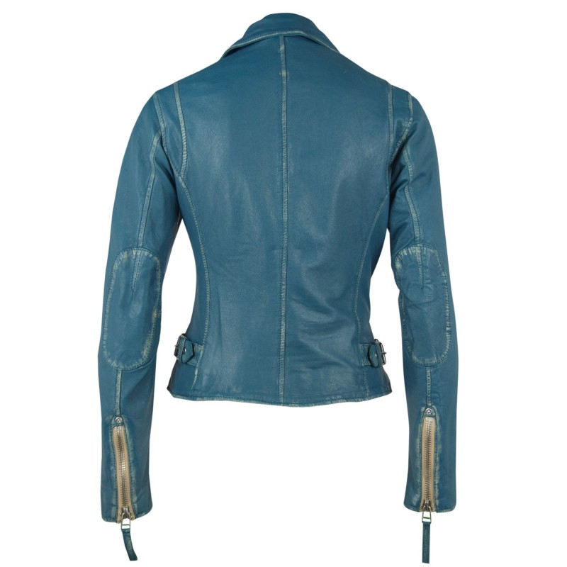 Geaca de Piele Naturala Dama Gipsy Albastra PGG LULV – IMBRACAMINTE