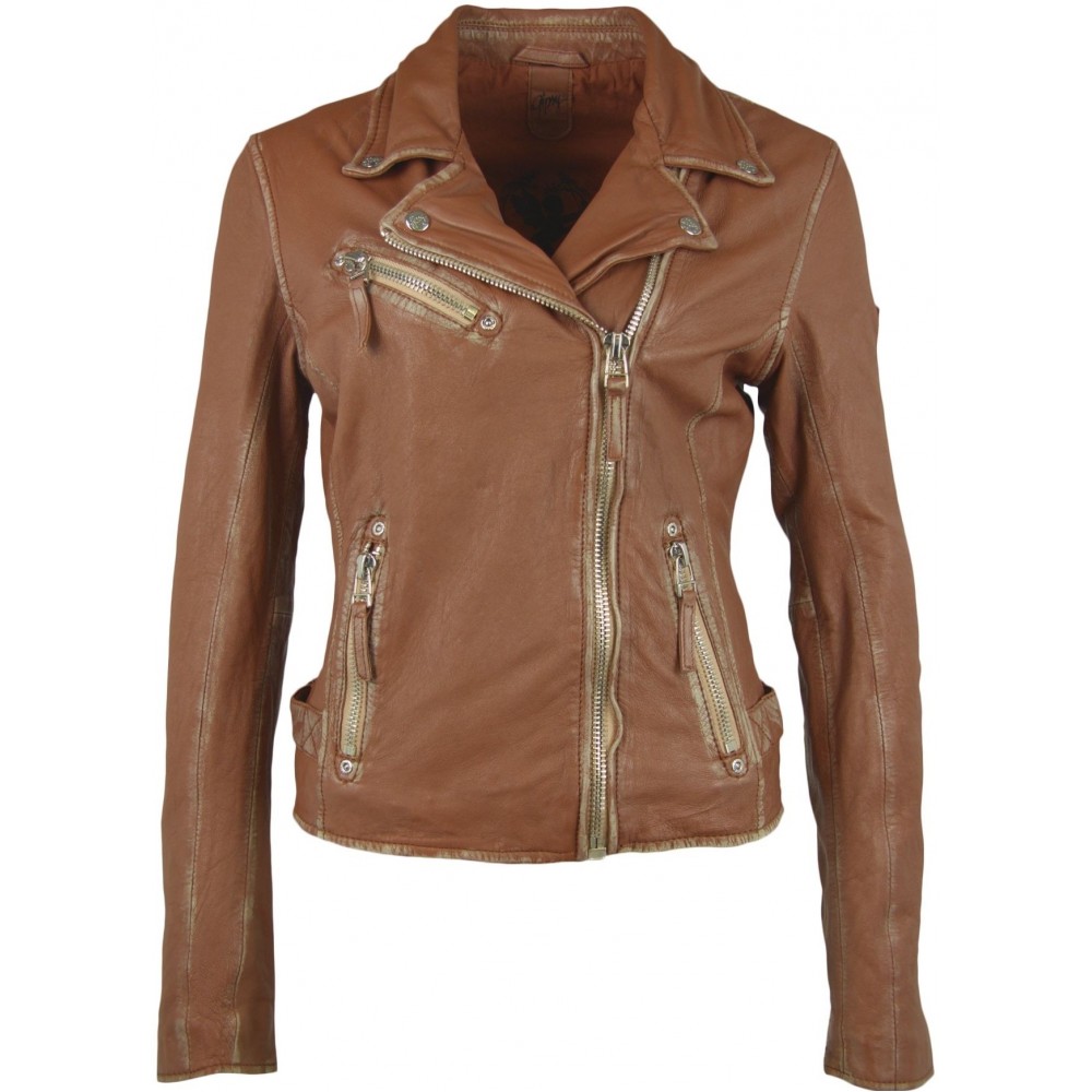 Geaca de Piele Naturala Dama Gipsy Coniac PGG LULV - readytowear