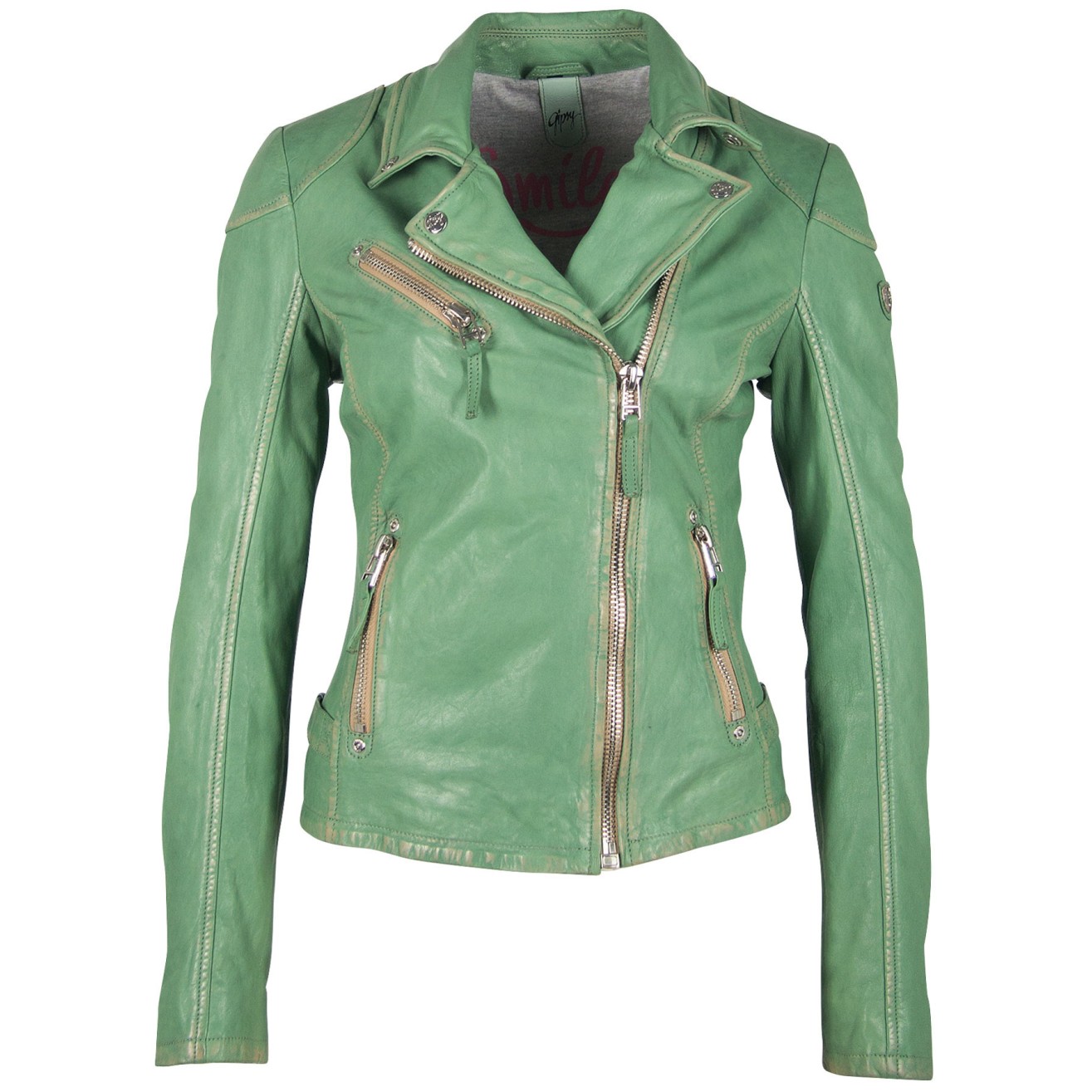 Geaca de Piele Naturala Dama Gipsy Verde Aprins PGG S20 LABAGV – IMBRACAMINTE