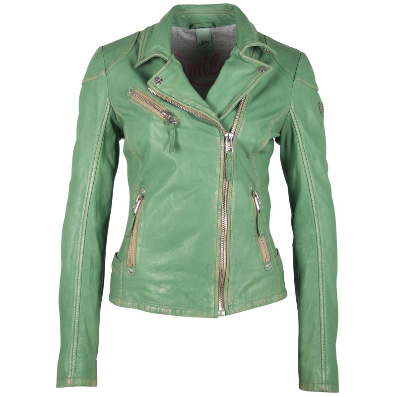 Geaca de Piele Naturala Dama Gipsy Verde Aprins PGG S20 LABAGV – IMBRACAMINTE