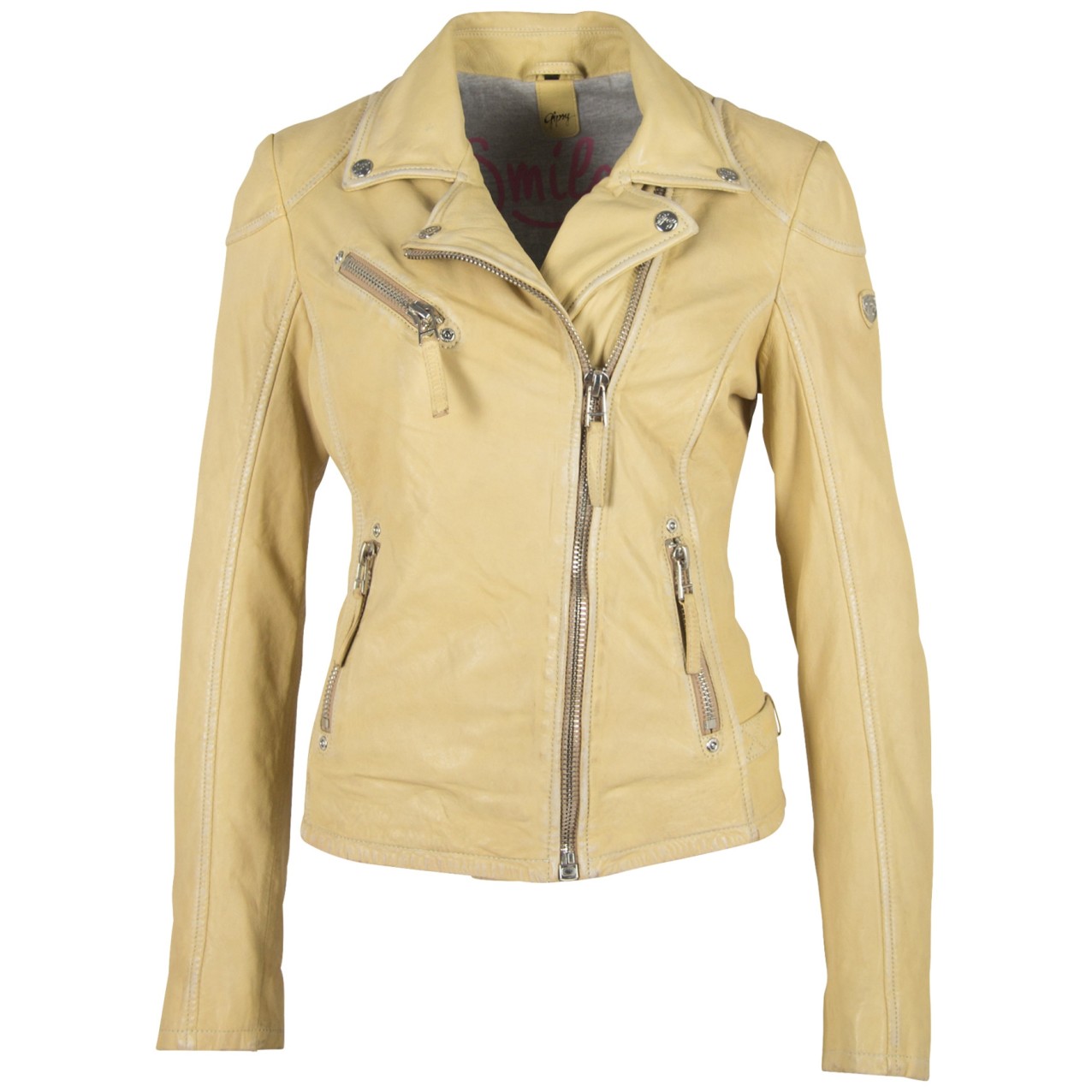 Geaca de Piele Naturala Dama Gipsy Galben Pal PGG S20 LABAGV – IMBRACAMINTE