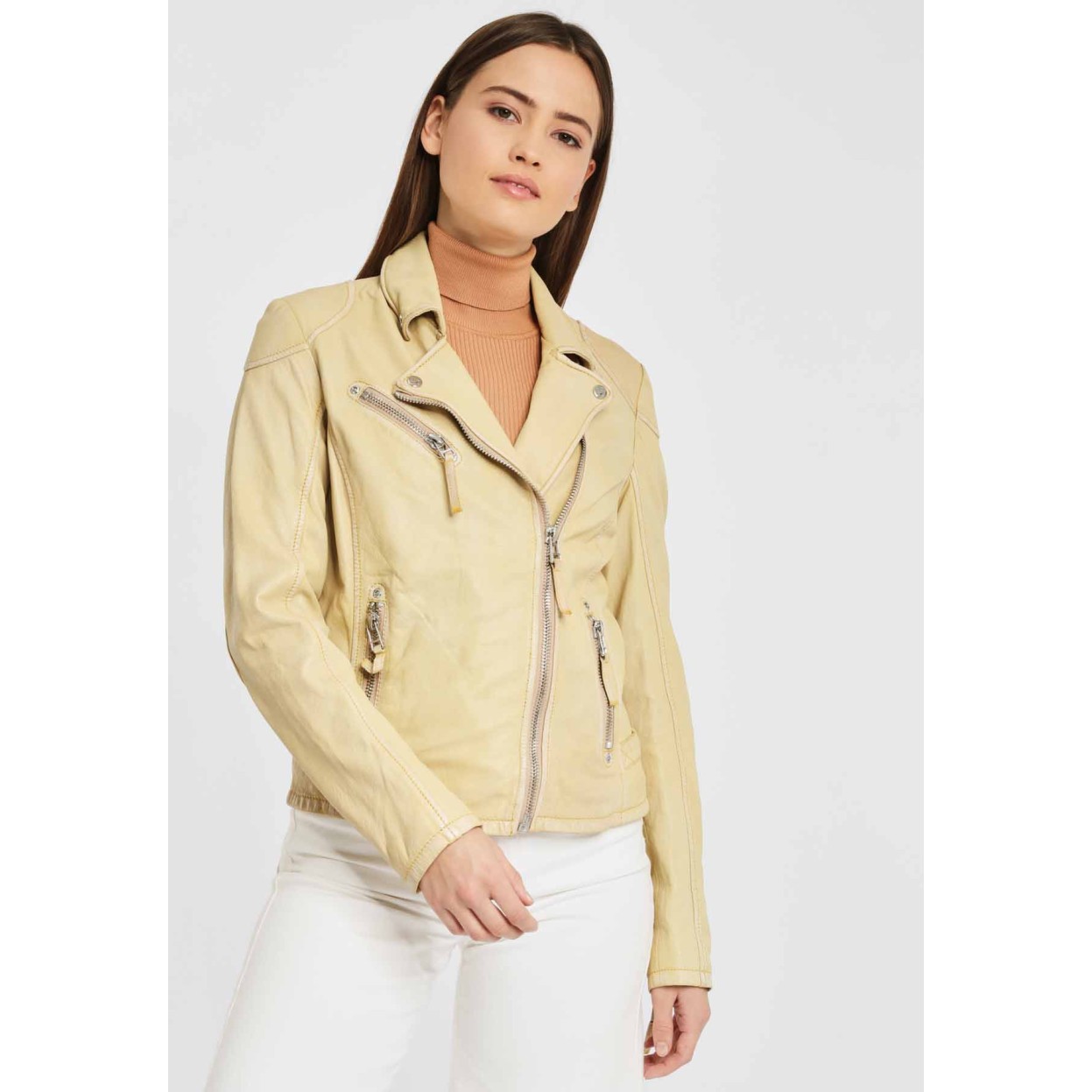 Geaca de Piele Naturala Dama Gipsy Galben Pal PGG S20 LABAGV – IMBRACAMINTE