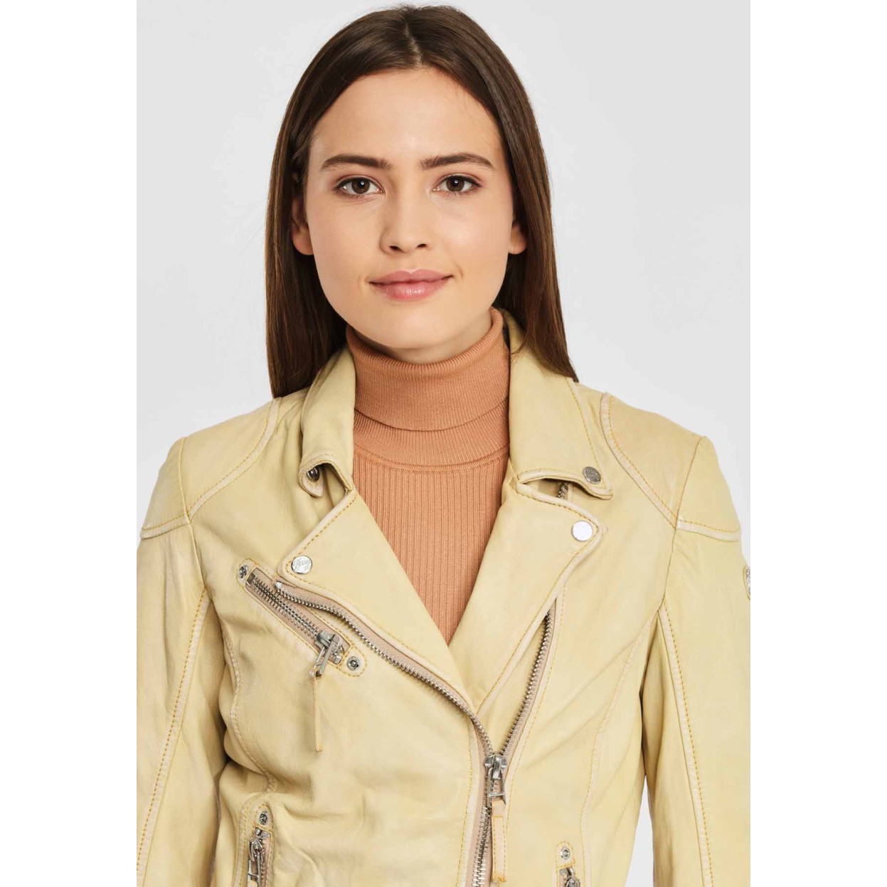 Geaca de Piele Naturala Dama Gipsy Galben Pal PGG S20 LABAGV – IMBRACAMINTE