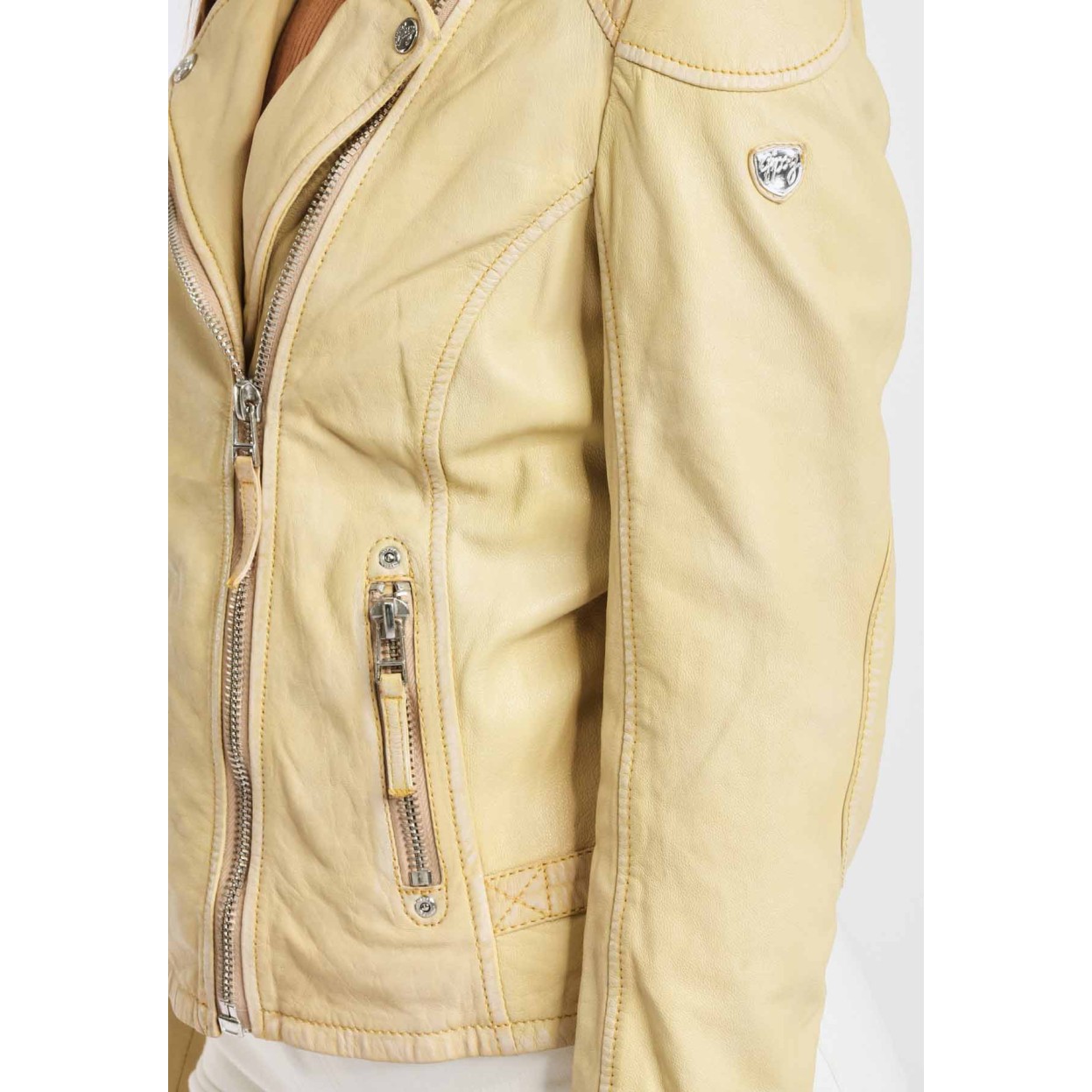 Geaca de Piele Naturala Dama Gipsy Galben Pal PGG S20 LABAGV – IMBRACAMINTE