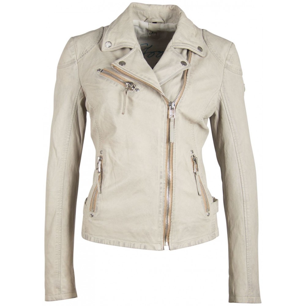 Geaca de Piele Dama Gipsy Alb Murdar PGG S21 LABAGV Geaca de Piele Dama Gipsy Alb Murdar PGG S21 LABAGV - readytowear