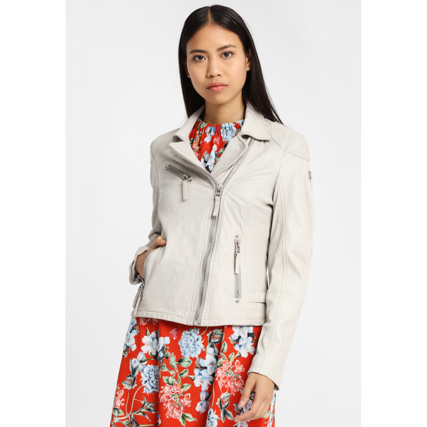 Geaca de Piele Dama Gipsy Alb Murdar PGG W20 LABAGV – IMBRACAMINTE