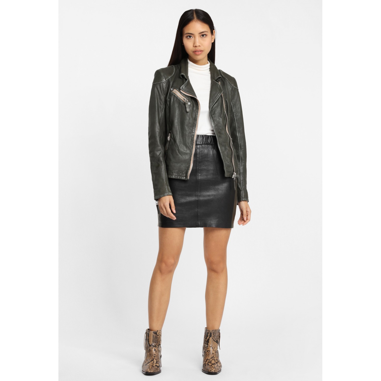 Geaca de Piele Naturala Dama Gipsy Olive PGG W20 LABAGV – IMBRACAMINTE