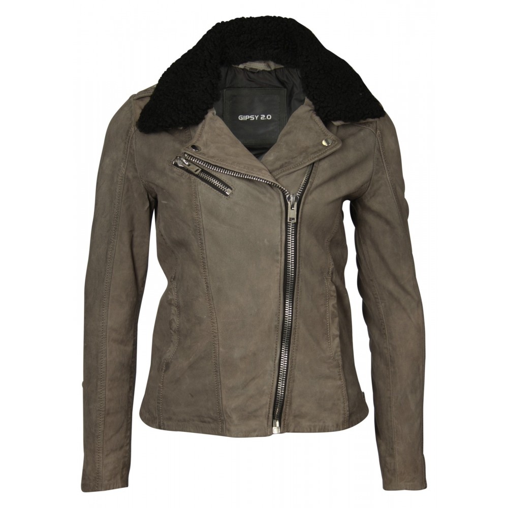 Geaca de Piele Naturala Dama Gipsy Gri Pai SF ZNUWV Geaca de Piele Naturala Dama Gipsy Gri Pai SF ZNUWV - readytowear