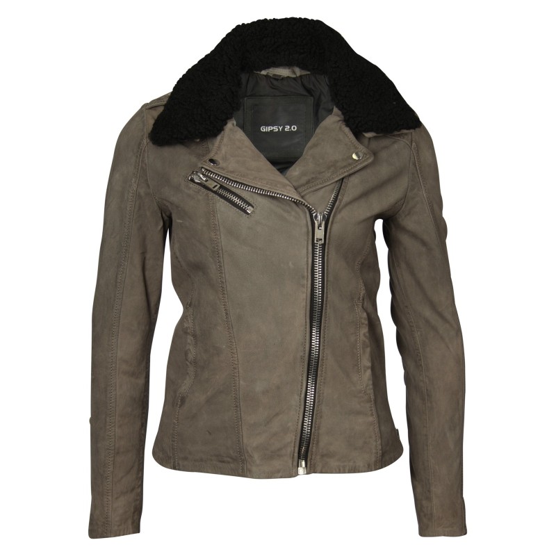 Geaca de Piele Naturala Dama Gipsy Gri Pai SF ZNUWV – IMBRACAMINTE