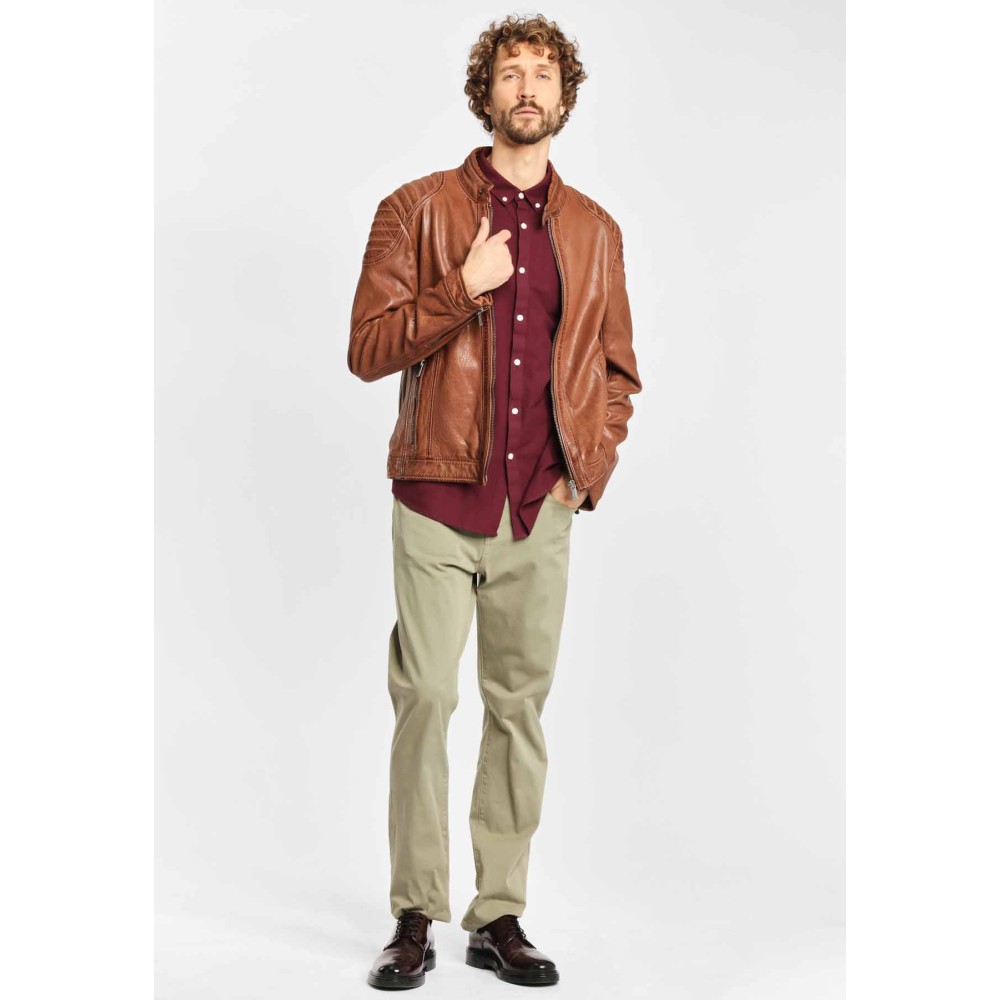 Geaca de Piele Barbati Deercraft Maro Inchis Pier NSLONTV geci de piele - readytowear.ro