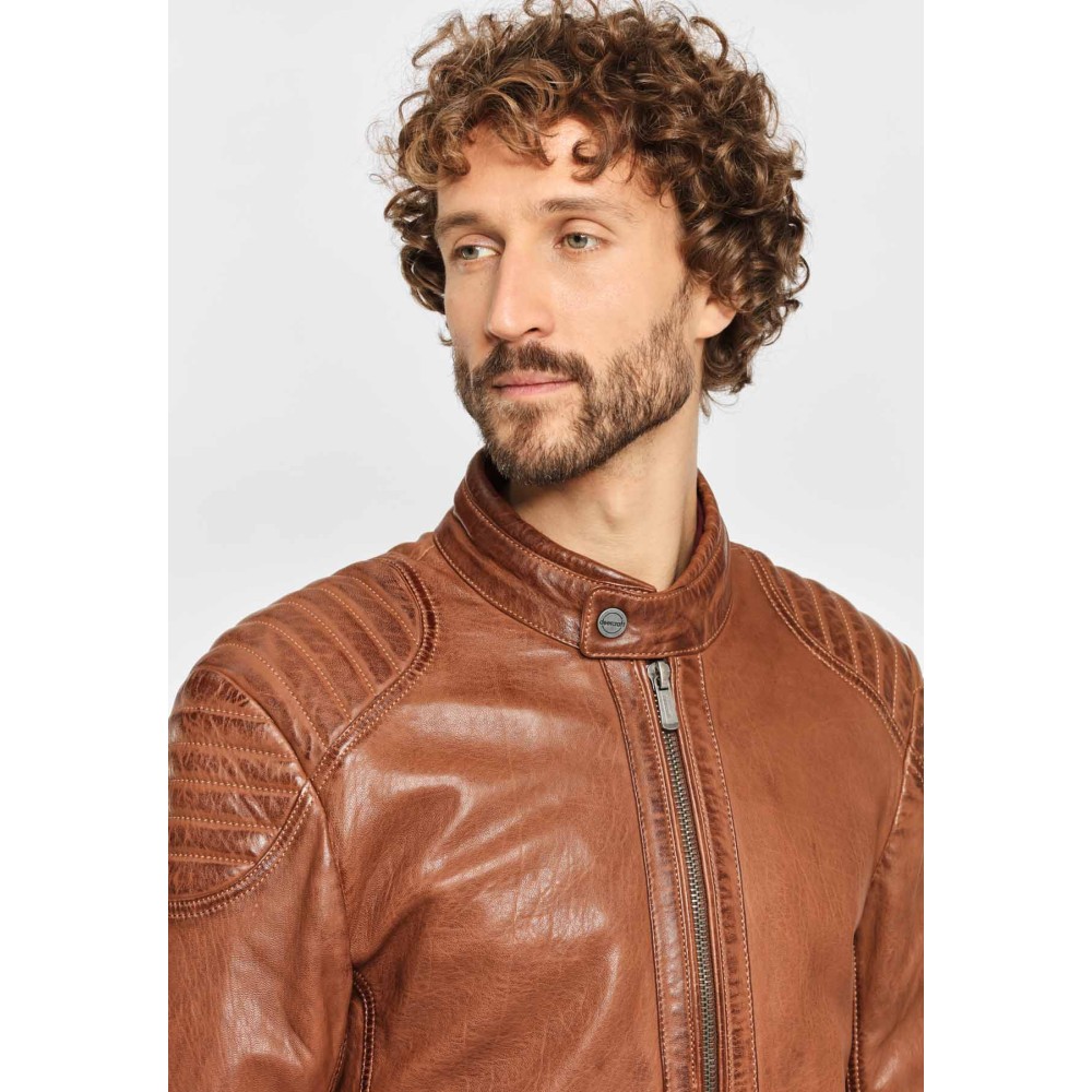 Geaca de Piele Barbati Deercraft Maro Inchis Pier NSLONTV geci de piele - readytowear.ro