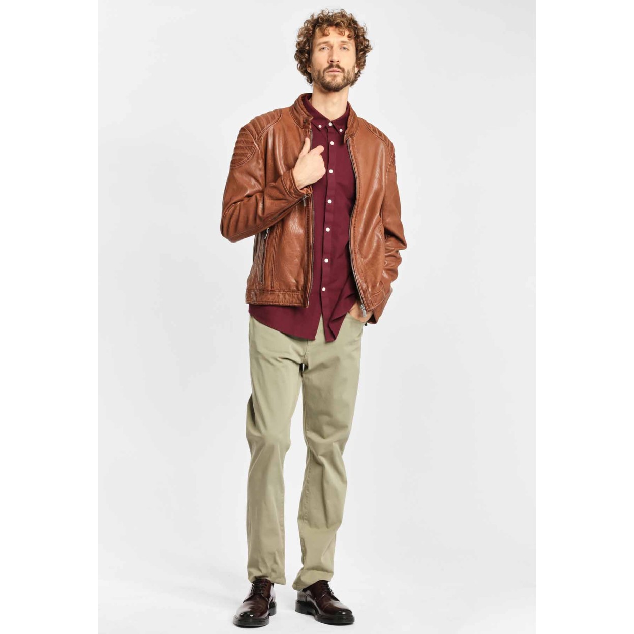 Geaca de Piele Barbati Deercraft Maro Inchis Pier NSLONTV – IMBRACAMINTE