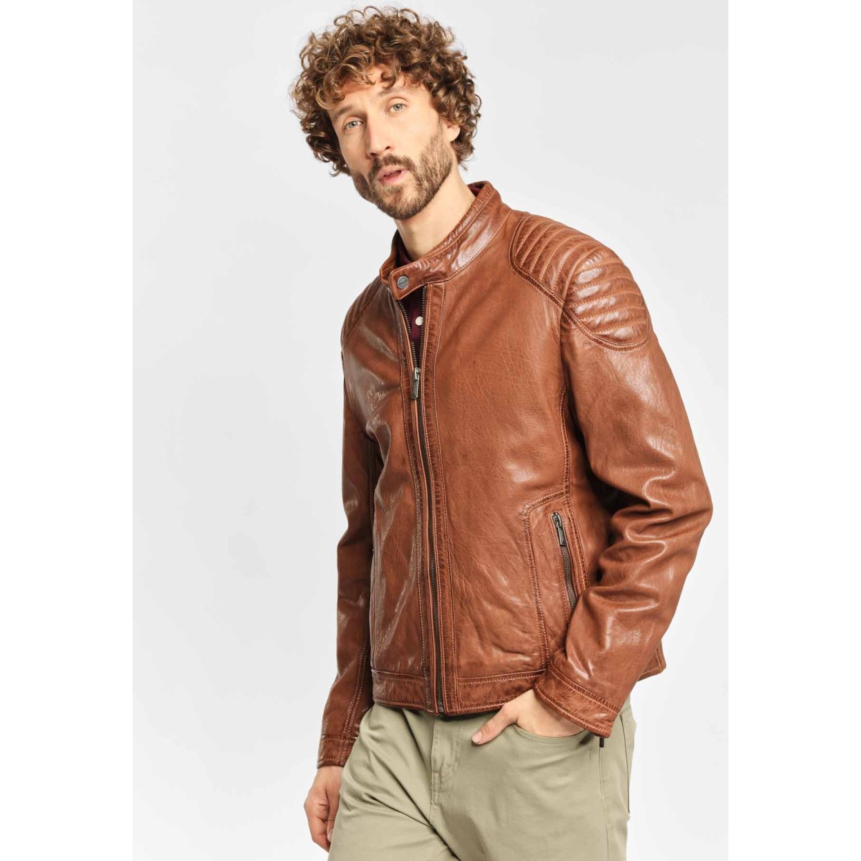 Geaca de Piele Barbati Deercraft Maro Inchis Pier NSLONTV – IMBRACAMINTE