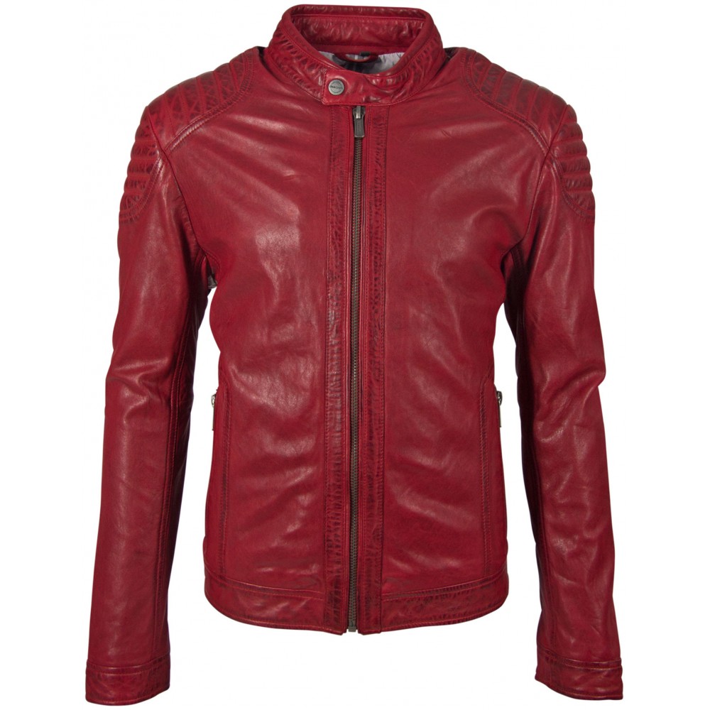 Geaca de Piele Naturala Barbati Gipsy Rosu Inchis Pier NSLONTV Geaca de Piele Naturala Barbati Gipsy Rosu Inchis Pier NSLONTV - readytowear