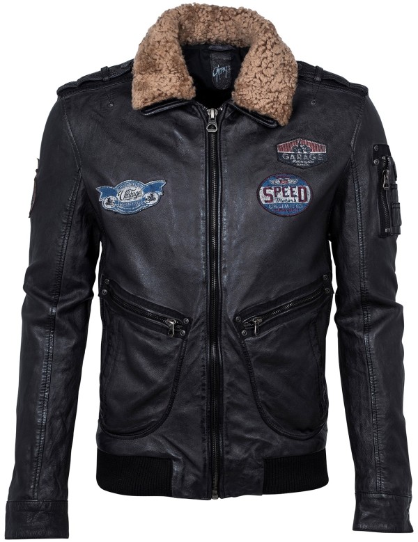 Geaca de Piele Naturala Barbati Gipsy Neagra Pilot W18 LANOV – IMBRACAMINTE — fotografia 1