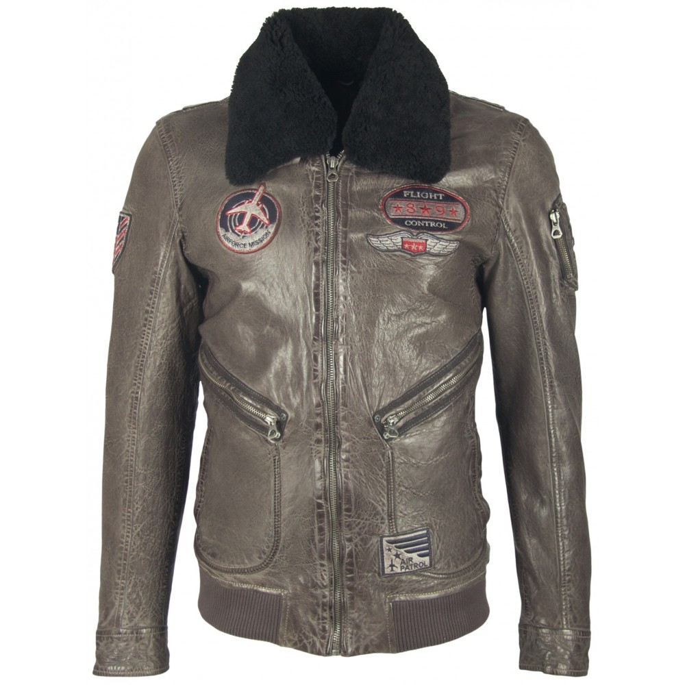 Geaca de Piele Naturala Barbati Gipsy Gri Pilot W19 NZROV W Geaca de Piele Naturala Barbati Gipsy Gri Pilot W19 NZROV W - readytowear.ro
