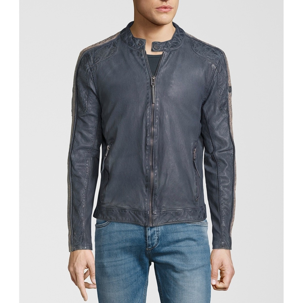 Geaca de Piele Naturala Barbati Gipsy Bleumarin Quinto SF LEGVW – IMBRACAMINTE