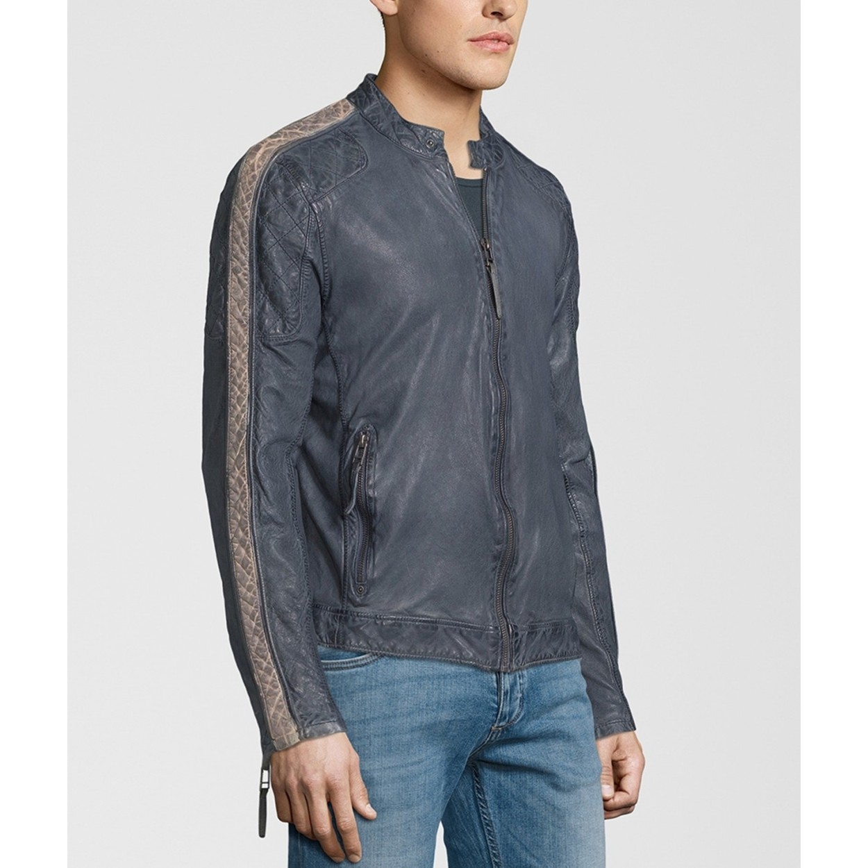 Geaca de Piele Naturala Barbati Gipsy Bleumarin Quinto SF LEGVW – IMBRACAMINTE