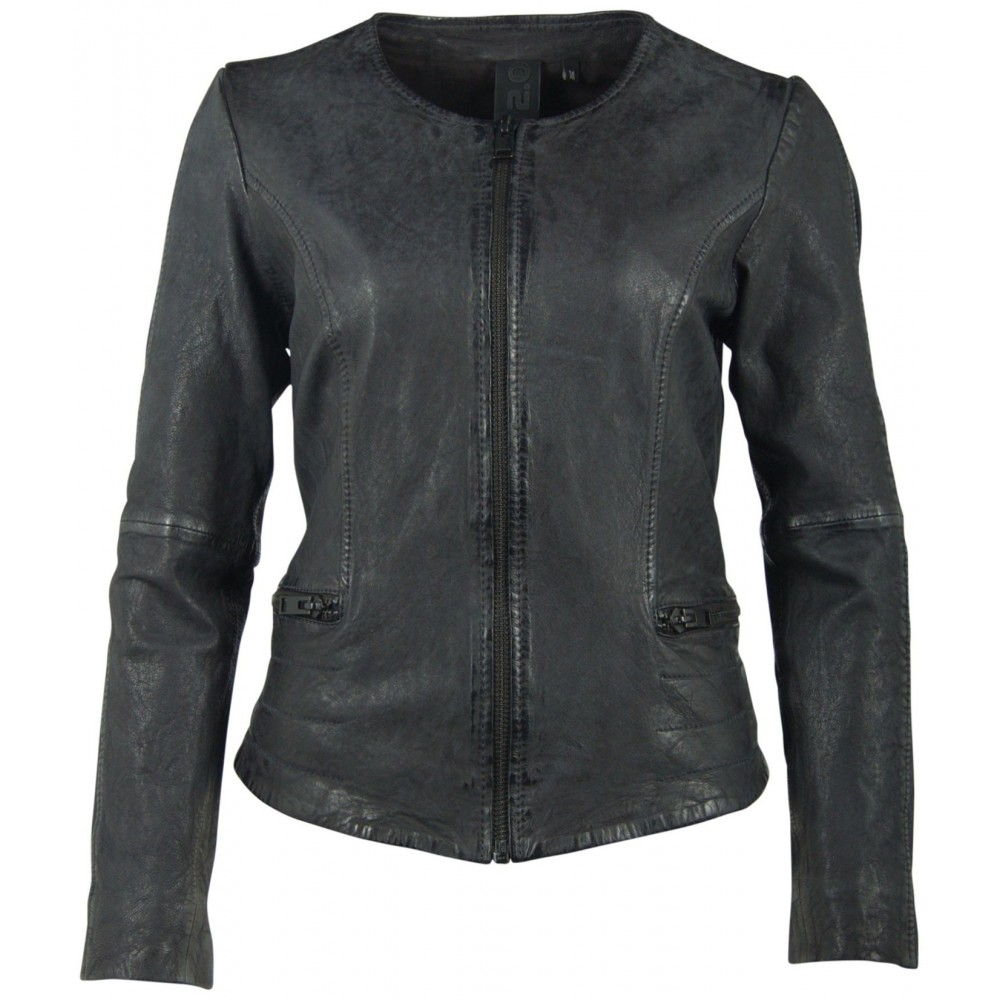 Geaca de Piele Naturala Dama Gipsy Neagra Rain SF LCOUNTV - readytowear.ro