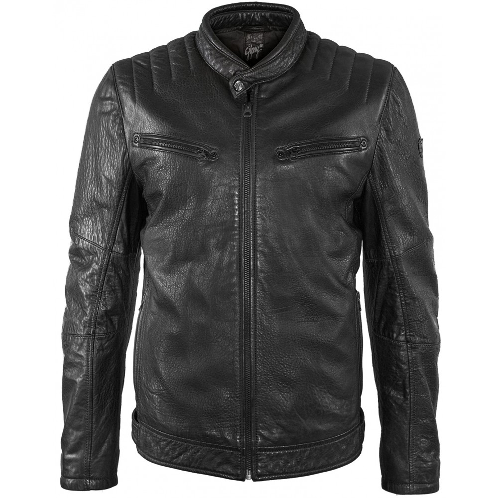 Geaca de Piele Naturala Barbati Gipsy Neagra Rio NZLVT Geaca de Piele Naturala Barbati Gipsy Neagra Rio NZLVT - readytowear
