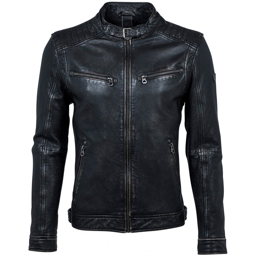 Geaca de Piele Naturala Barbati Gipsy Negru-Bej Ripley NSLAV Geaca de Piele Naturala Barbati Gipsy Negru-Bej Ripley NSLAV - readytowear.ro