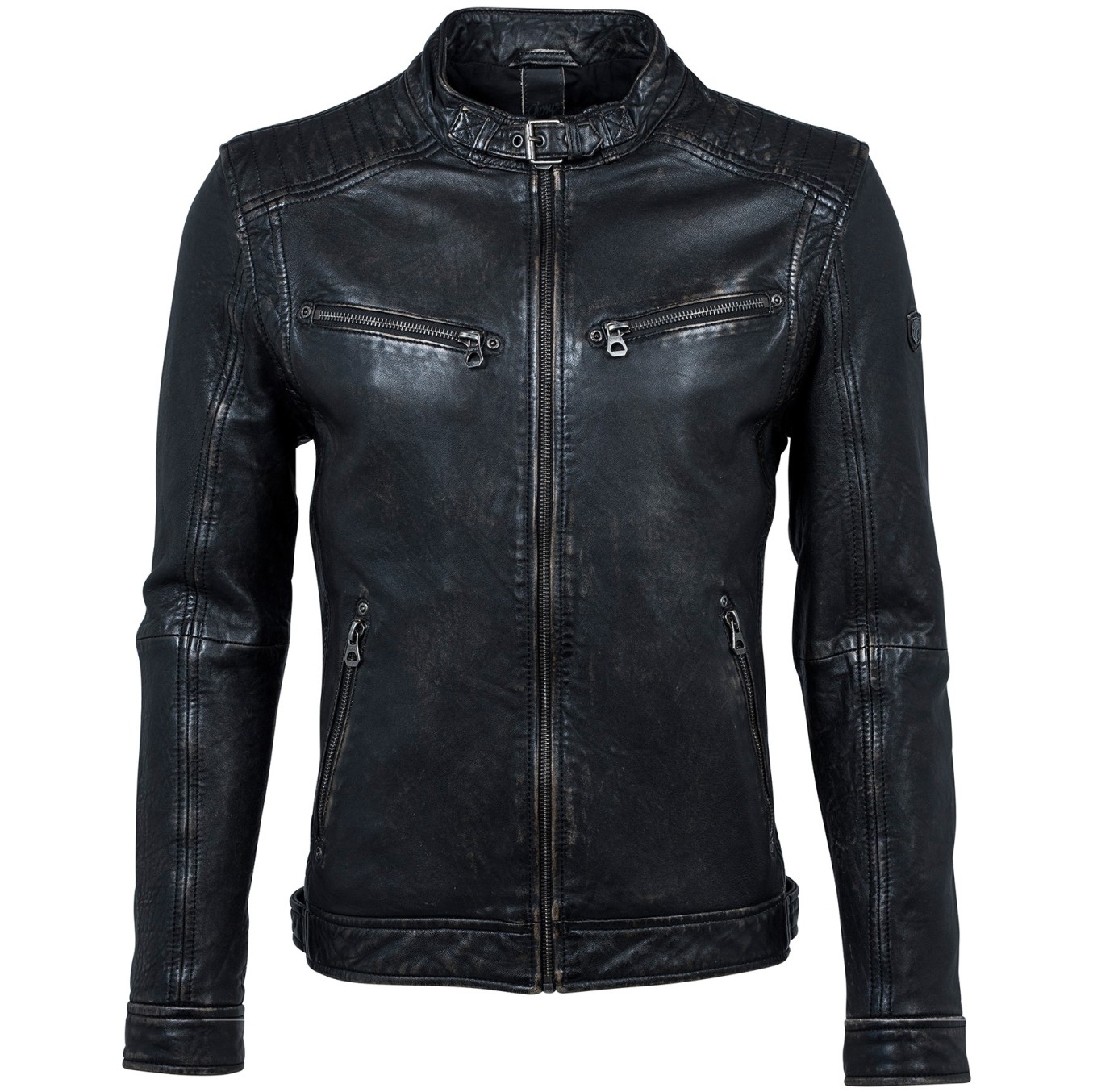 Geaca de Piele Naturala Barbati Gipsy Negru-Bej Ripley NSLAV – IMBRACAMINTE