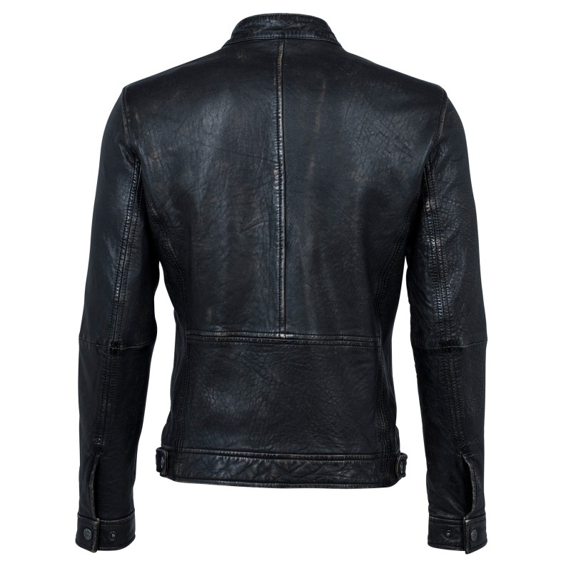 Geaca de Piele Naturala Barbati Gipsy Negru-Bej Ripley NSLAV – IMBRACAMINTE