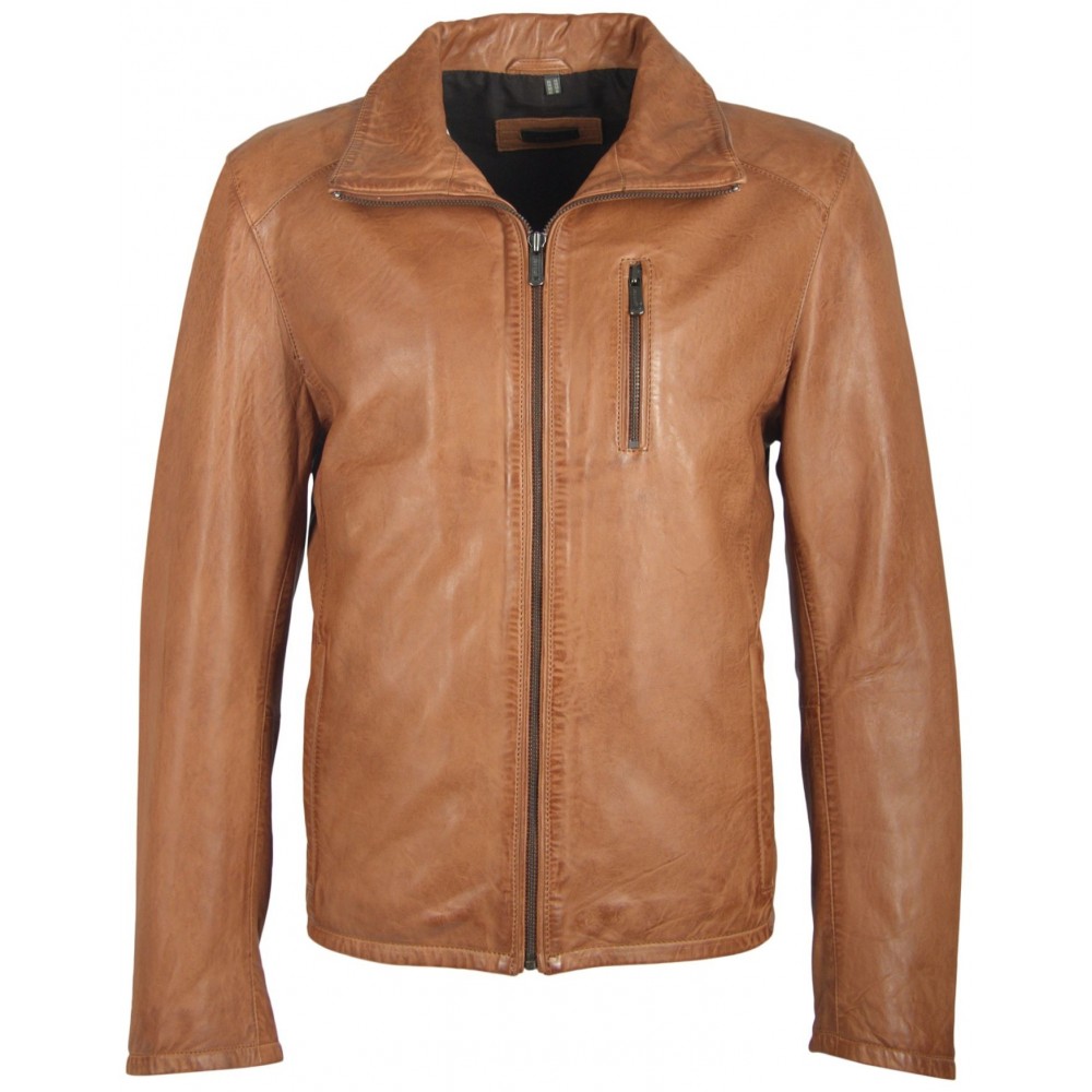 Geaca de Piele Naturala Barbati Gipsy Coniac Deschis River NSLV - readytowear