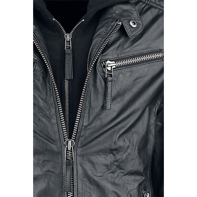 Geaca de Piele Naturala Barbati Gipsy Neagra Rodney SF SNWV – IMBRACAMINTE