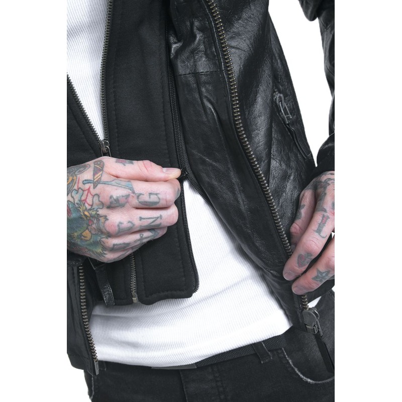 Geaca de Piele Naturala Barbati Gipsy Neagra Rodney SF SNWV – IMBRACAMINTE