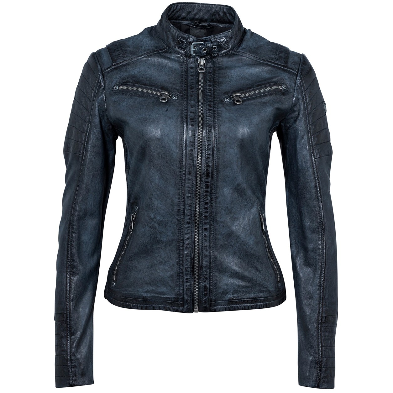 Geaca de Piele Naturala Dama Gipsy Bleumarin Vintage Romie LASANV – IMBRACAMINTE