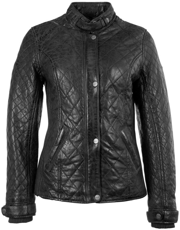 Geaca de Piele Naturala Dama Gipsy Neagra Rose NSLONTV W – IMBRACAMINTE — fotografia 1