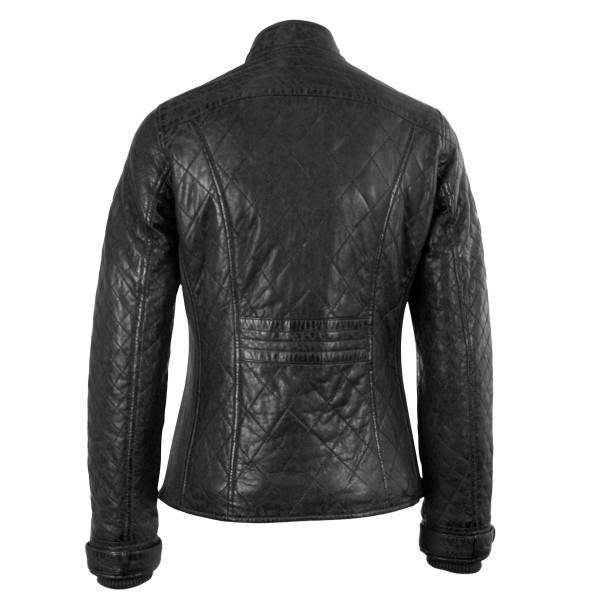 Geaca de Piele Naturala Dama Gipsy Neagra Rose NSLONTV W – IMBRACAMINTE — fotografia 2