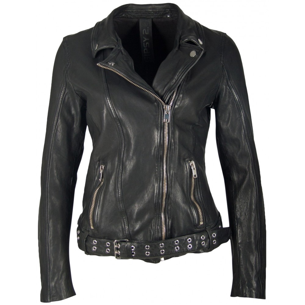 Geaca de Piele Naturala Dama Gipsy Neagra Ruri SF LAMEZV - readytowear