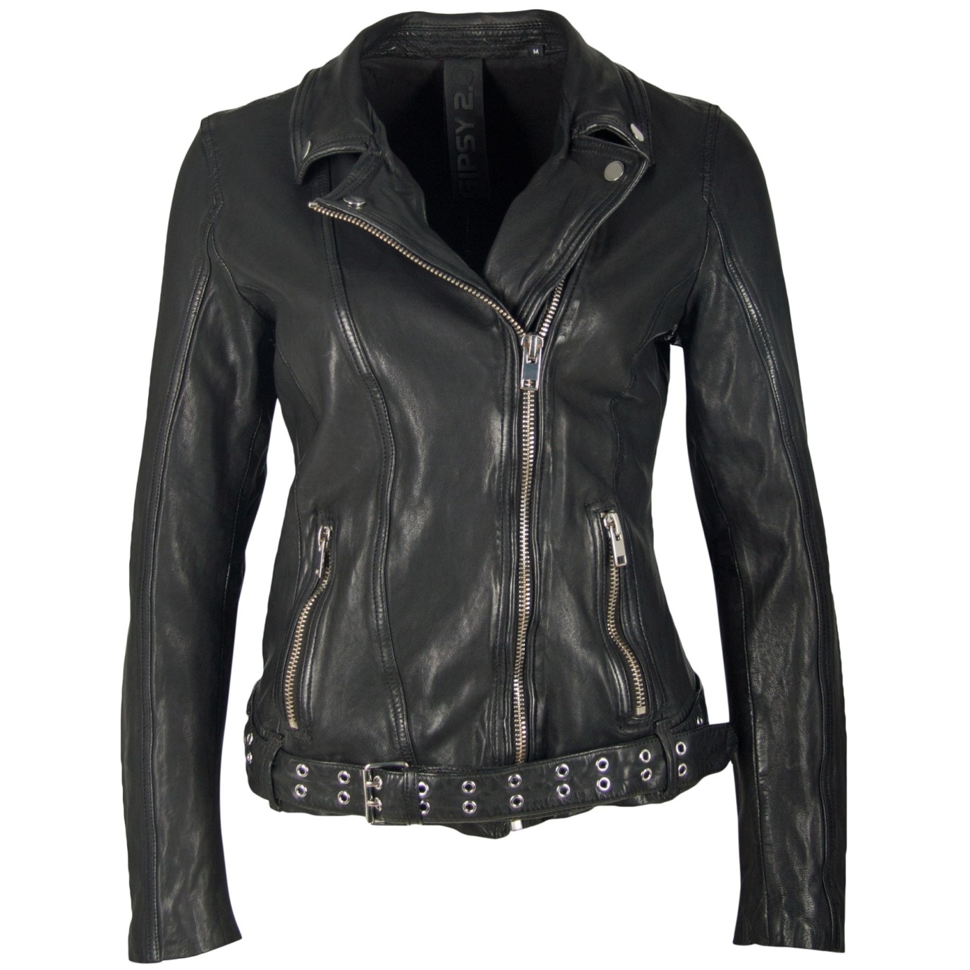 Geaca de Piele Naturala Dama Gipsy Neagra Ruri SF LAMEZV – IMBRACAMINTE