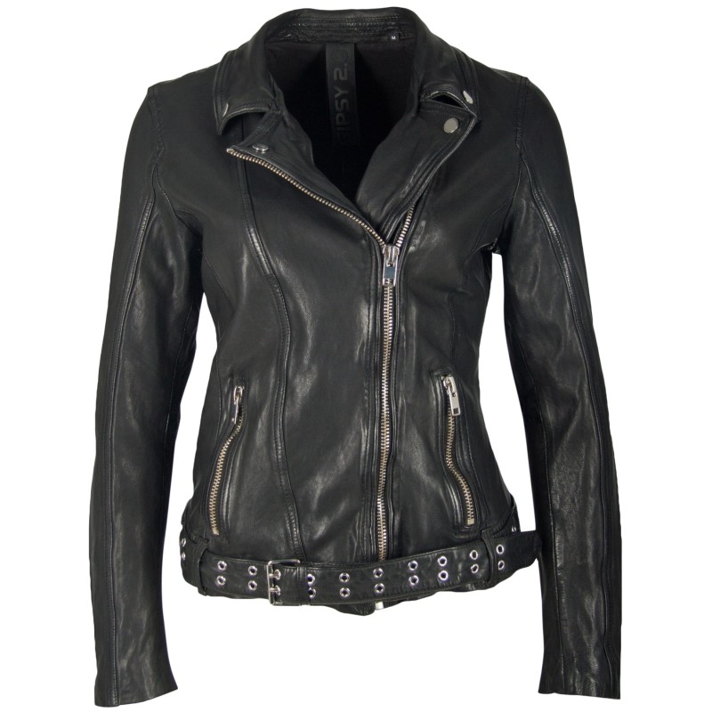 Geaca de Piele Naturala Dama Gipsy Neagra Ruri SF LAMEZV – IMBRACAMINTE