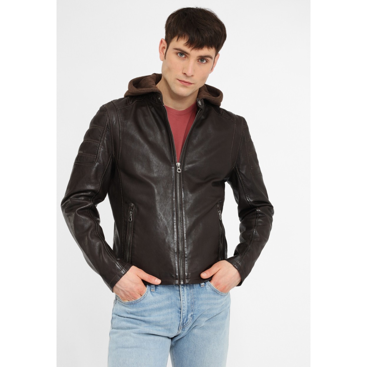 Geaca de Piele Barbati Gipsy Maro Inchis Rylo LAKEV – IMBRACAMINTE