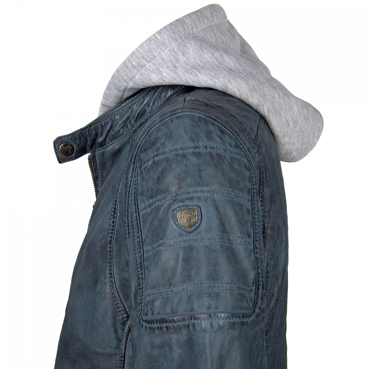 Geaca de Piele Barbati Gipsy Albastru Deschis Rylo LAKEV – Black Friday