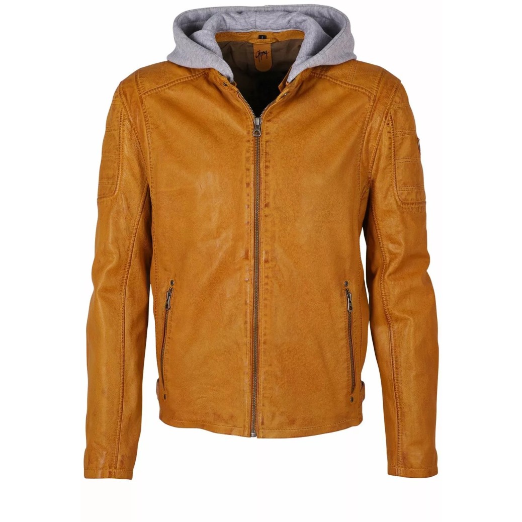 Geaca de Piele Barbati Gipsy Galbena Rylo LAKEV – IMBRACAMINTE