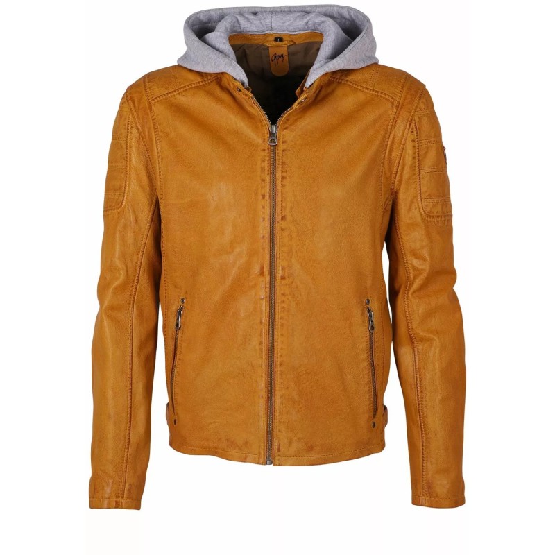 Geaca de Piele Barbati Gipsy Galbena Rylo LAKEV – IMBRACAMINTE