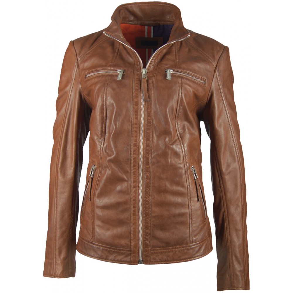 Geaca de Piele Naturala Dama Gipsy Coniac Sable LAHAV Geaca de Piele Naturala Dama Gipsy Coniac Sable LAHAV - readytowear.ro